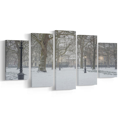 London Snow Photography Print, London Prints, Neutral Prints, Mixed Panels Canvas Print Wall Art