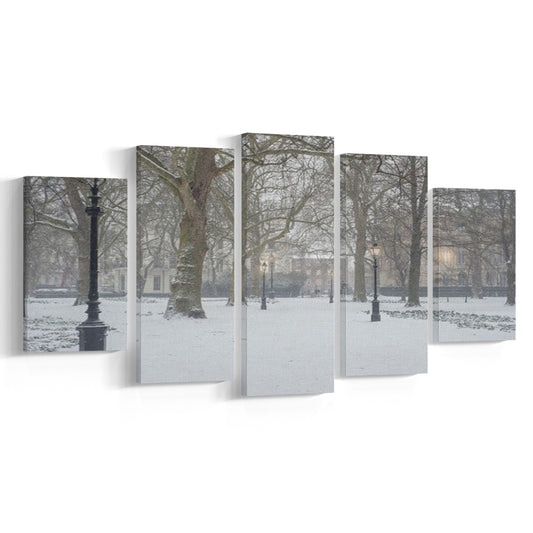 London Snow Photography Print, London Prints, Neutral Prints, Mixed Panels Canvas Print Wall Art