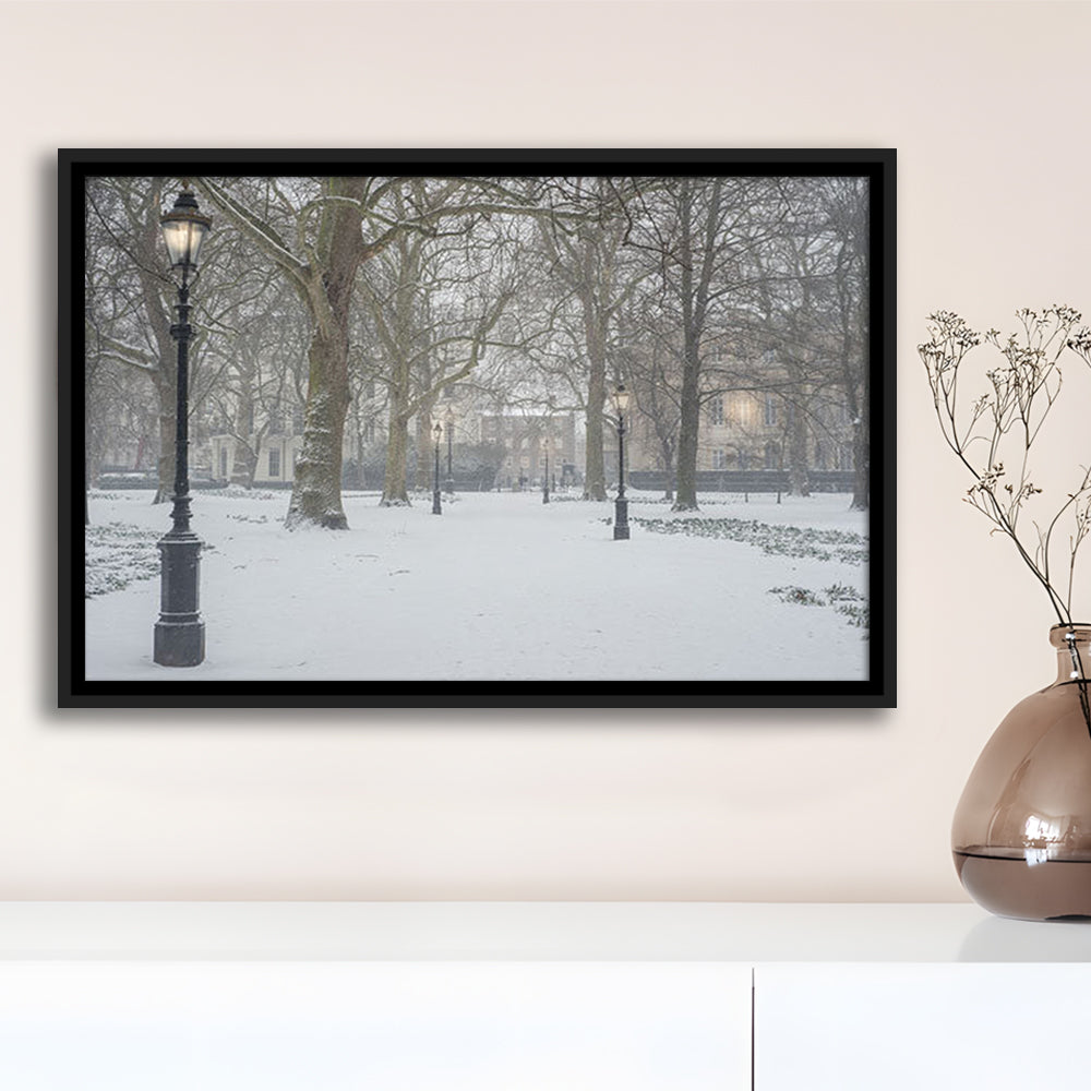 London Snow Photography Print, London Prints, Neutral Prints, Floating Framed Canvas Print Wall Art