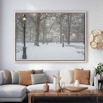 London Snow Photography Print, London Prints, Neutral Prints, Floating Framed Canvas Print Wall Art
