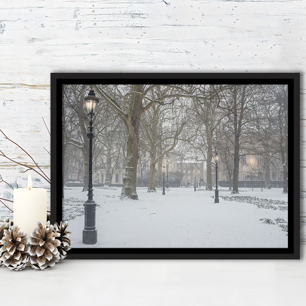 London Snow Photography Print, London Prints, Neutral Prints, Floating Framed Canvas Print Wall Art