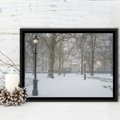 London Snow Photography Print, London Prints, Neutral Prints, Floating Framed Canvas Print Wall Art