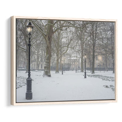 London Snow Photography Print, London Prints, Neutral Prints, Floating Framed Canvas Print Wall Art