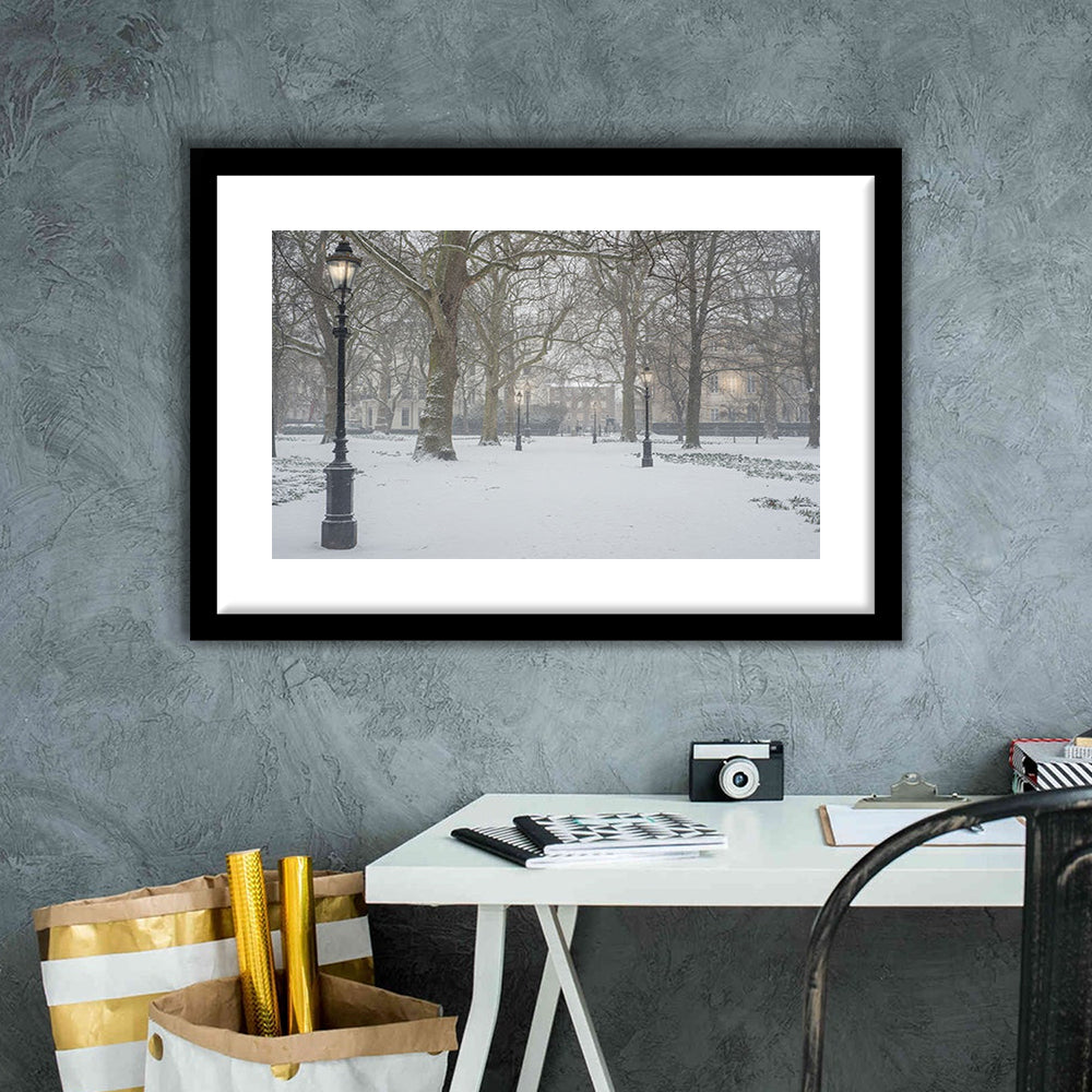 London Snow Photography Print, London Prints, Neutral Prints, Framed Art Print White Border Wall Decor