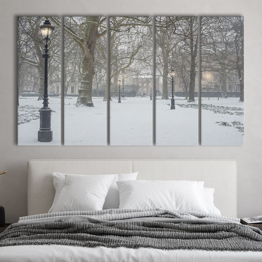 London Snow Photography Print, London Prints, Neutral Prints, Multi Panels Canvas Print Wall Art