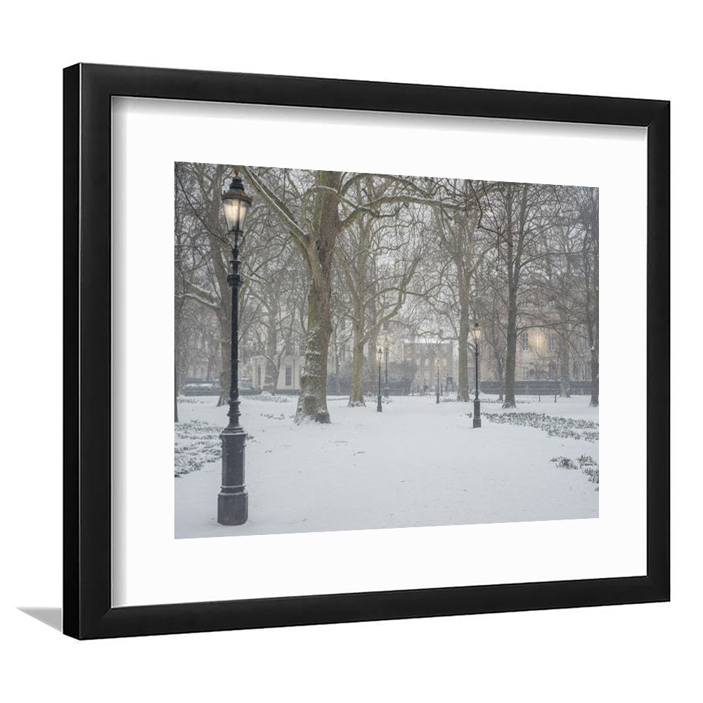 London Snow Photography Print, London Prints, Neutral Prints, Framed Art Print White Border Wall Decor