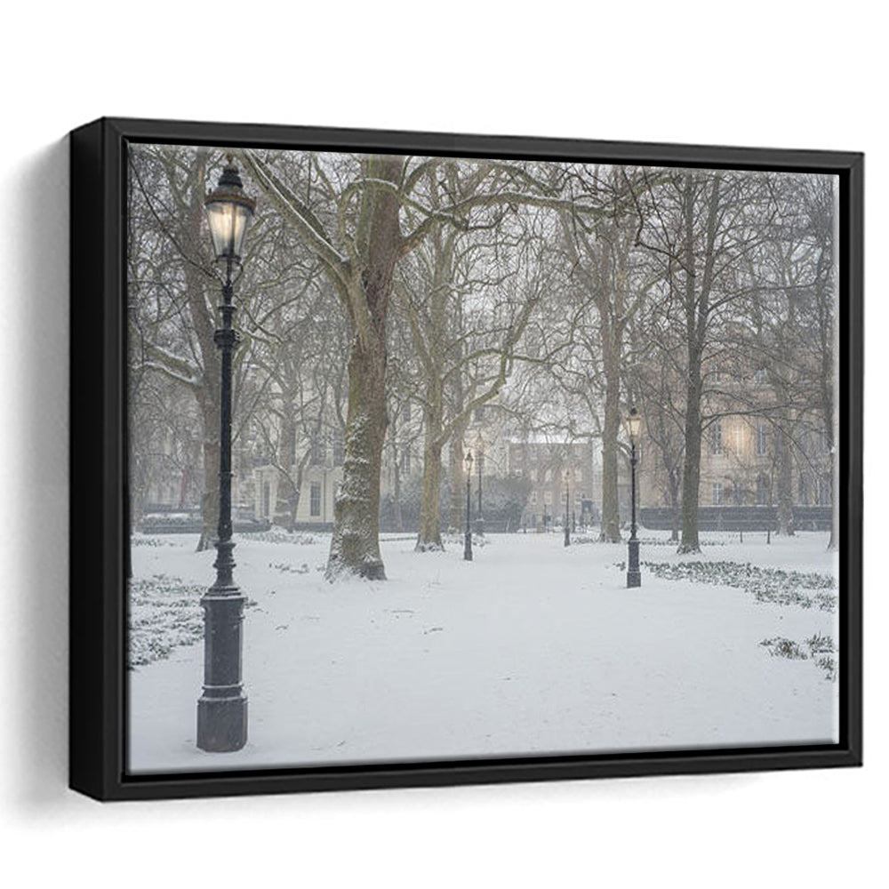 London Snow Photography Print, London Prints, Neutral Prints, Floating Framed Canvas Print Wall Art
