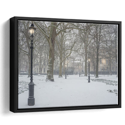 London Snow Photography Print, London Prints, Neutral Prints, Floating Framed Canvas Print Wall Art