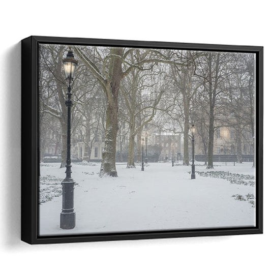 London Snow Photography Print, London Prints, Neutral Prints, Floating Framed Canvas Print Wall Art