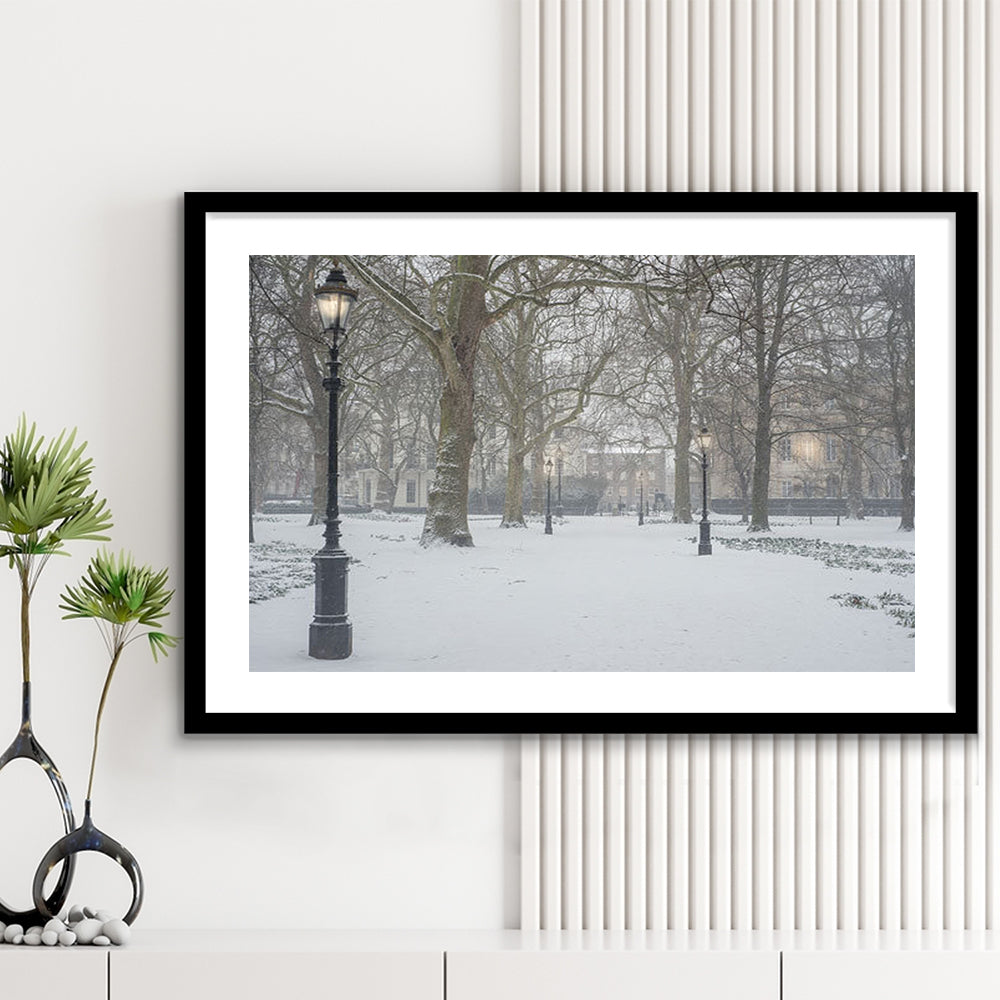 London Snow Photography Print, London Prints, Neutral Prints, Framed Art Print White Border Wall Decor