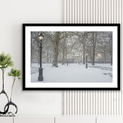 London Snow Photography Print, London Prints, Neutral Prints, Framed Art Print White Border Wall Decor