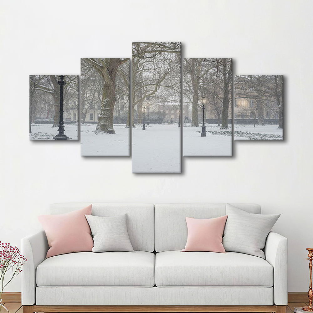 London Snow Photography Print, London Prints, Neutral Prints, Mixed Panels Canvas Print Wall Art