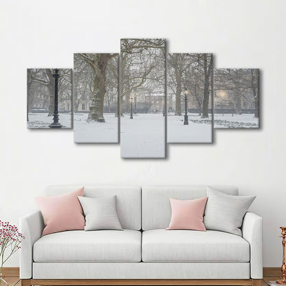 London Snow Photography Print, London Prints, Neutral Prints, Mixed Panels Canvas Print Wall Art