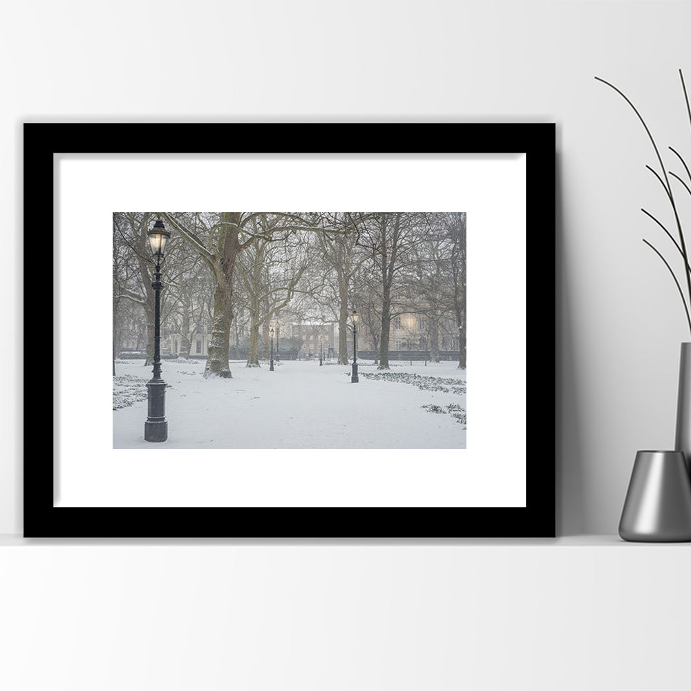 London Snow Photography Print, London Prints, Neutral Prints, Framed Art Print White Border Wall Decor