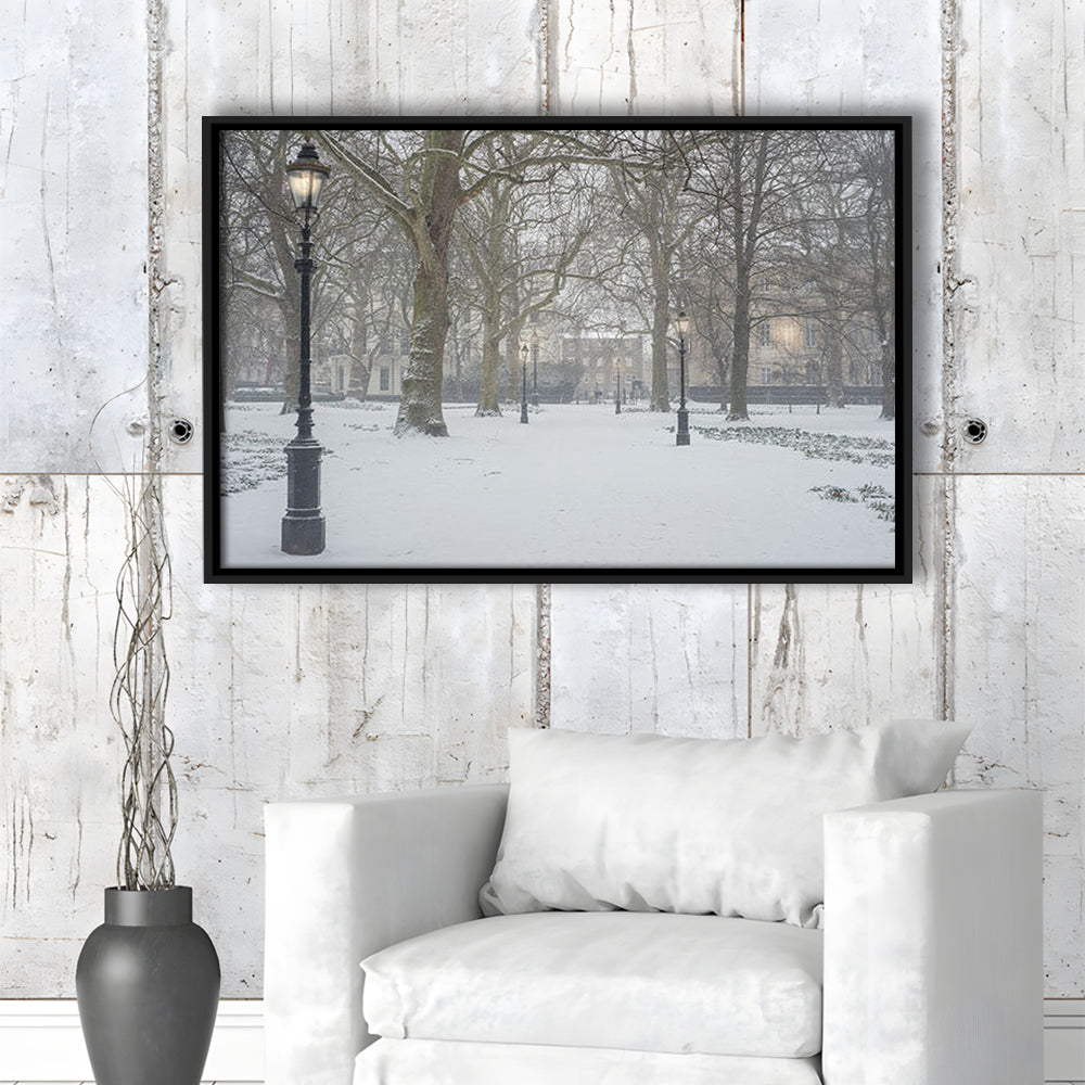 London Snow Photography Print, London Prints, Neutral Prints, Floating Framed Canvas Print Wall Art