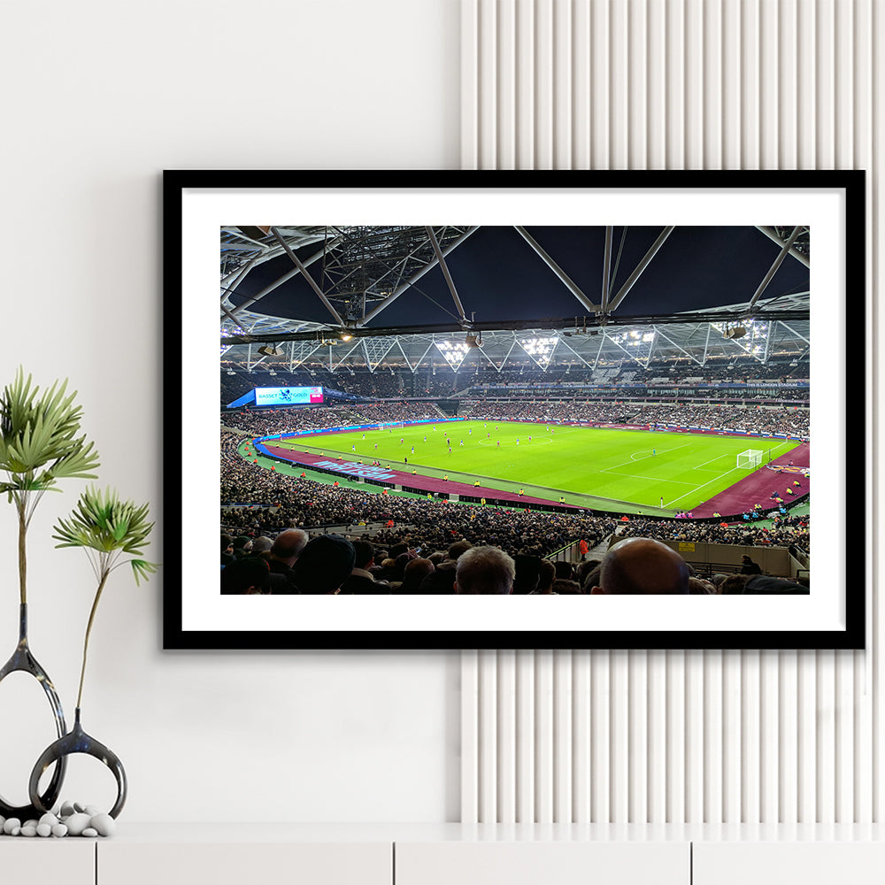 London Stadium, Stadium Canvas, Sport Art, Fan Gifts, White Border Framed Art Print Wall Decor