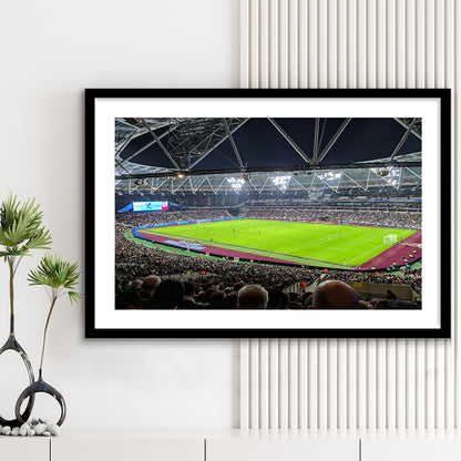 London Stadium, Stadium Canvas, Sport Art, Fan Gifts, White Border Framed Art Print Wall Decor