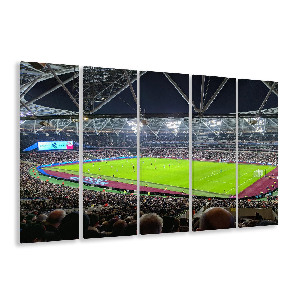 London Stadium, Stadium Canvas, Sport Art, Fan Gifts, 5 Panel B, Extra Large Canvas, Canvas Print Wall Art