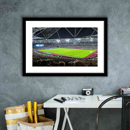 London Stadium, Stadium Canvas, Sport Art, Fan Gifts, White Border Framed Art Print Wall Decor