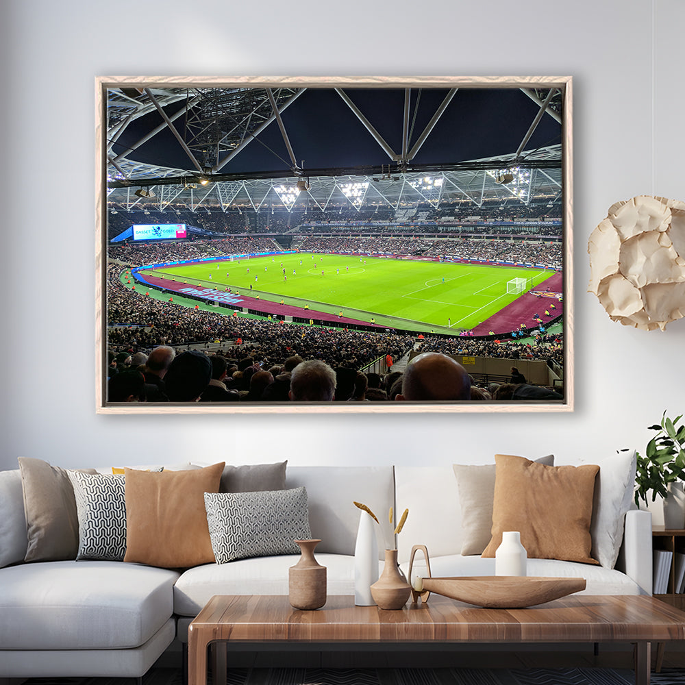 London Stadium, Stadium Canvas, Sport Art, Fan Gifts, Framed Canvas Print Wall Art, Floating Frame