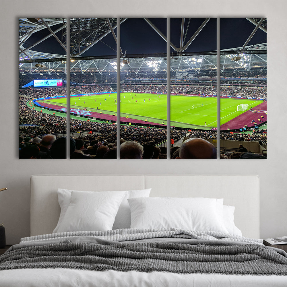 London Stadium, Stadium Canvas, Sport Art, Fan Gifts, 5 Panel B, Extra Large Canvas, Canvas Print Wall Art