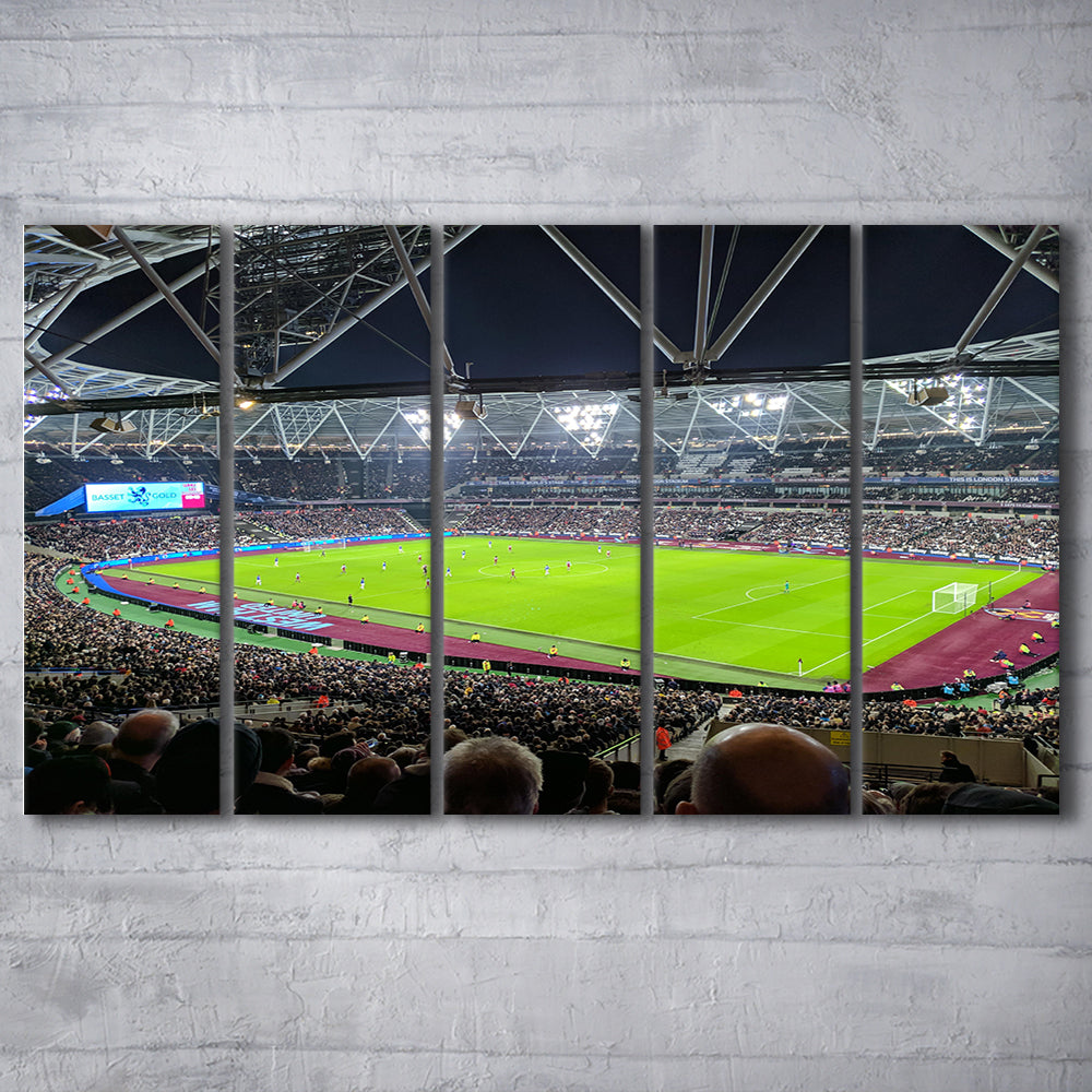 London Stadium, Stadium Canvas, Sport Art, Fan Gifts, 5 Panel B, Extra Large Canvas, Canvas Print Wall Art