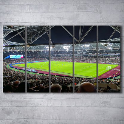 London Stadium, Stadium Canvas, Sport Art, Fan Gifts, 5 Panel B, Extra Large Canvas, Canvas Print Wall Art