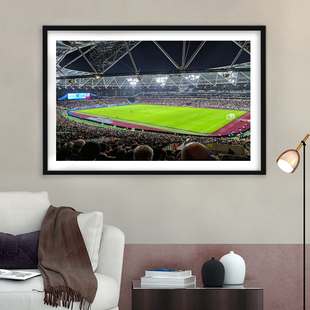 London Stadium, Stadium Canvas, Sport Art, Fan Gifts, White Border Framed Art Print Wall Decor