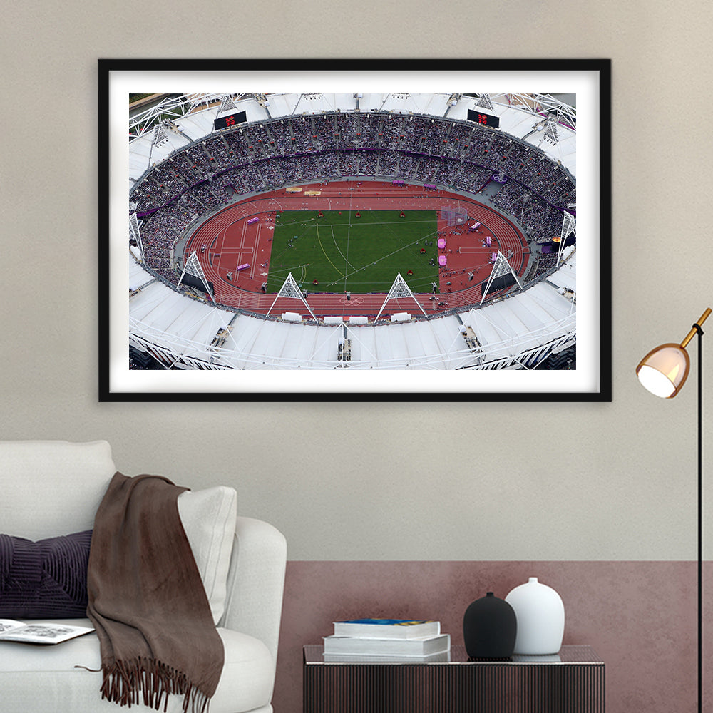 London Stadium in England, Stadium Canvas, Sport Art, Fan Gifts, White Border Framed Art Print Wall Decor