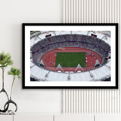 London Stadium in England, Stadium Canvas, Sport Art, Fan Gifts, White Border Framed Art Print Wall Decor