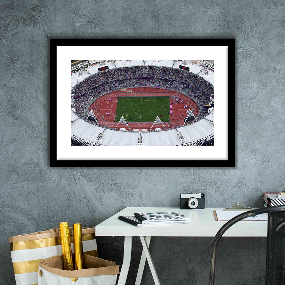 London Stadium in England, Stadium Canvas, Sport Art, Fan Gifts, White Border Framed Art Print Wall Decor