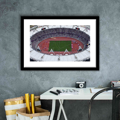London Stadium in England, Stadium Canvas, Sport Art, Fan Gifts, White Border Framed Art Print Wall Decor