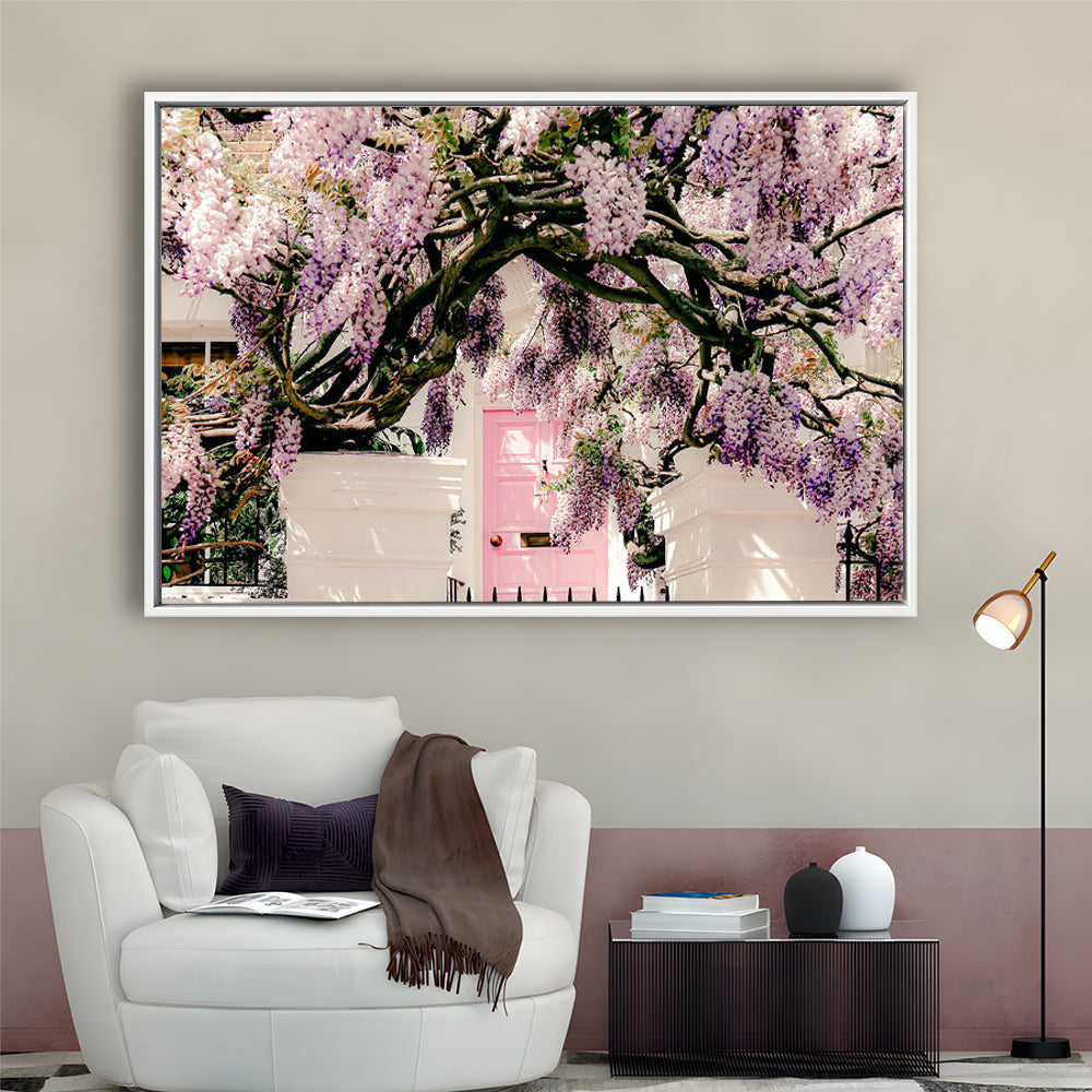 London Wisteria Photography Print, Notting Hill Wall Art, Printable, Floating Framed Canvas Print Wall Art