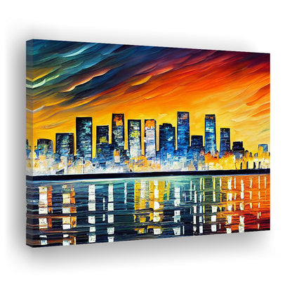 Long beach California Skyline, Long beach Painting Wall Art, Sport Art, Gifts for him, Canvas Print Wall Art