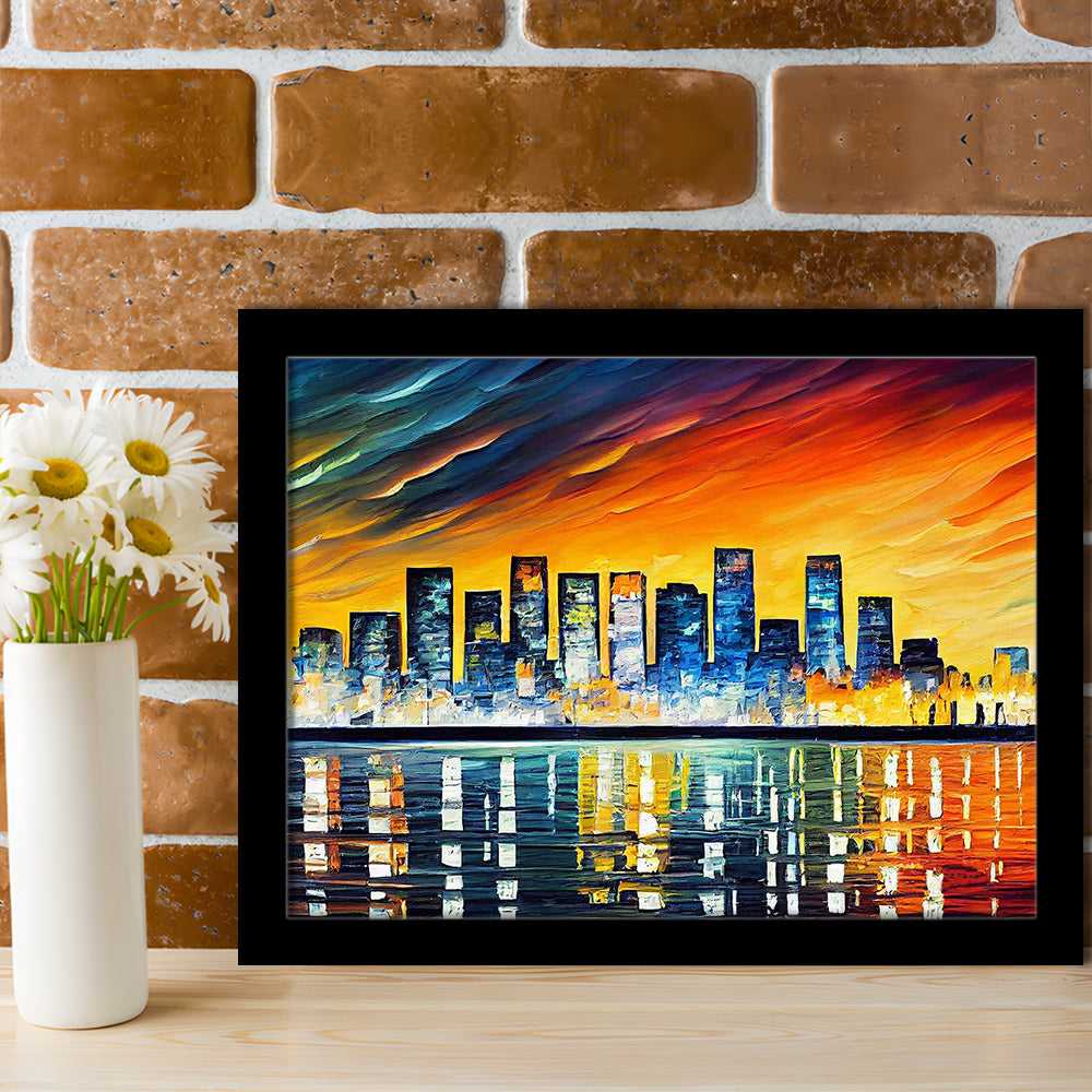 Long beach California Skyline, Long beach Painting Wall Art, Sport Gift Art, Framed Art Print Wall Decor