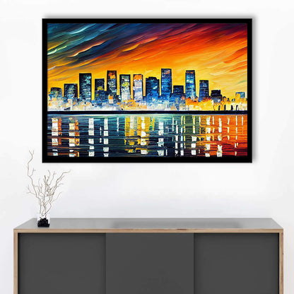 Long beach California Skyline, Long beach Painting Wall Art, Sport Gift Art, Framed Art Print Wall Decor