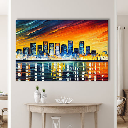 Long beach California Skyline, Long beach Painting Wall Art, Sport Art, Gifts for him, Canvas Print Wall Art