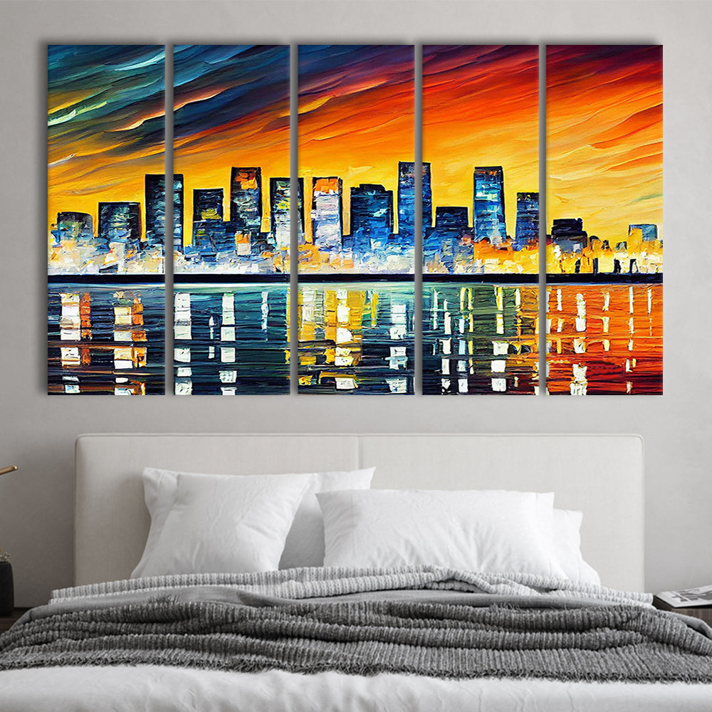 Long beach California Skyline, Long beach Painting Wall Art, Sport Art, Extra Large Canvas Print Wall Art