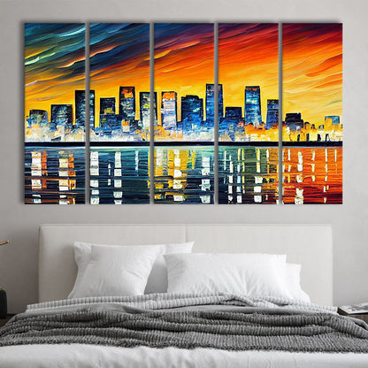 Long beach California Skyline, Long beach Painting Wall Art, Sport Art, Extra Large Canvas Print Wall Art