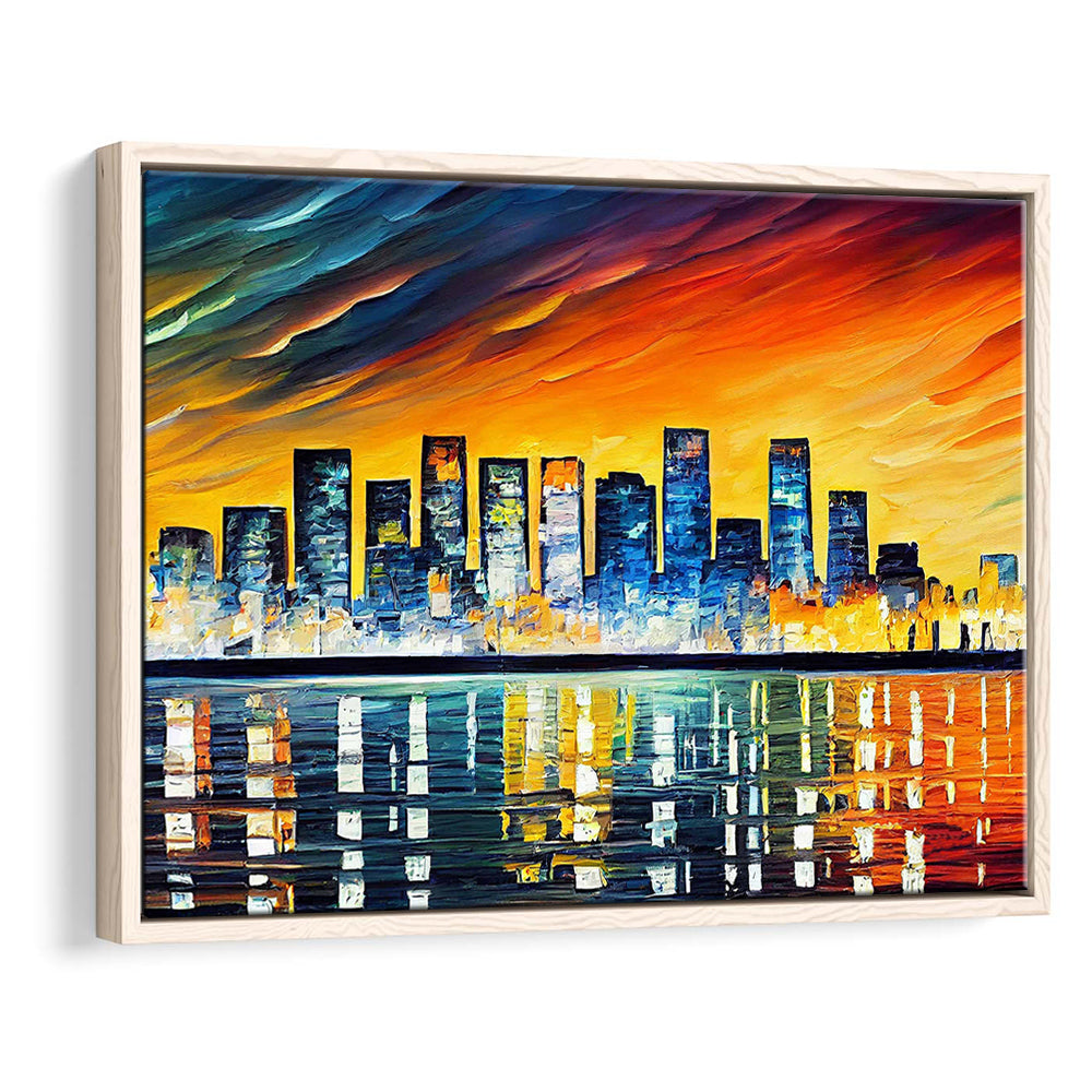 Long beach California Skyline, Long beach Painting Wall Art, Sport Gift Art, Framed Canvas Print Wall Art