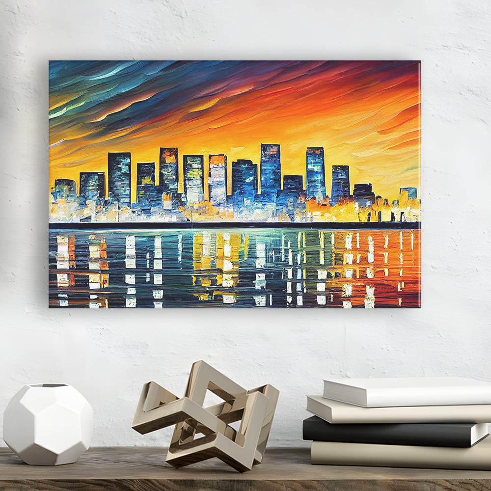 Long beach California Skyline, Long beach Painting Wall Art, Sport Art, Gifts for him, Canvas Print Wall Art