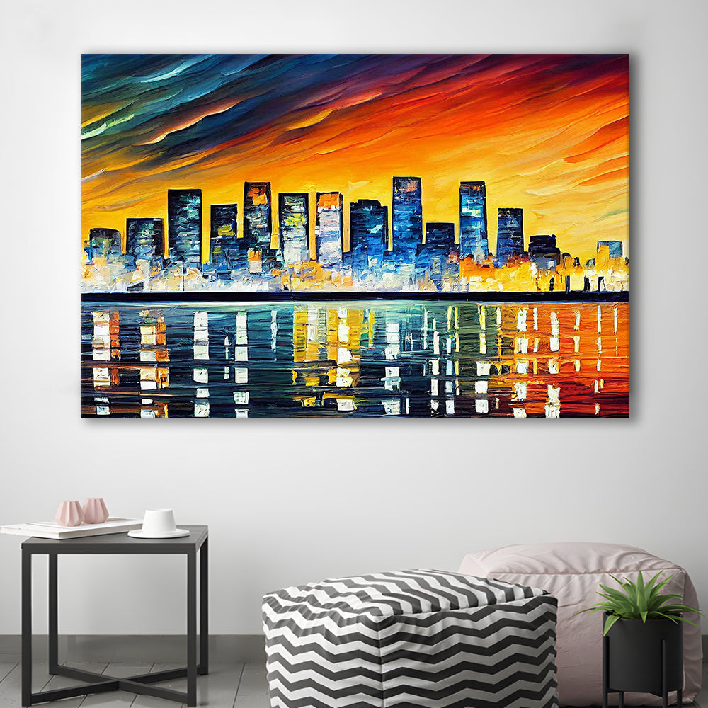 Long beach California Skyline, Long beach Painting Wall Art, Sport Art, Gifts for him, Canvas Print Wall Art