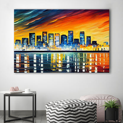Long beach California Skyline, Long beach Painting Wall Art, Sport Art, Gifts for him, Canvas Print Wall Art