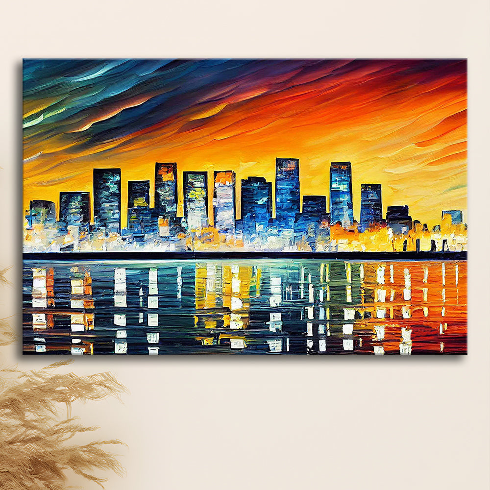 Long beach California Skyline, Long beach Painting Wall Art, Sport Art, Gifts for him, Canvas Print Wall Art