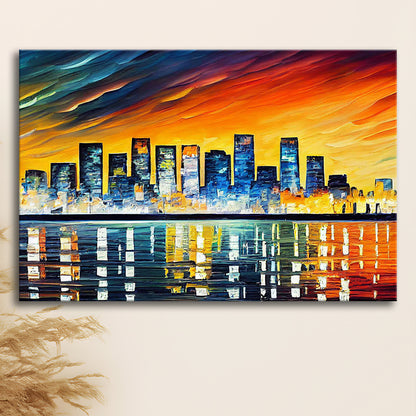 Long beach California Skyline, Long beach Painting Wall Art, Sport Art, Gifts for him, Canvas Print Wall Art