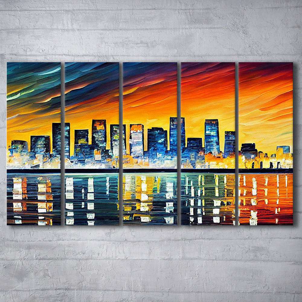 Long beach California Skyline, Long beach Painting Wall Art, Sport Art, Extra Large Canvas Print Wall Art