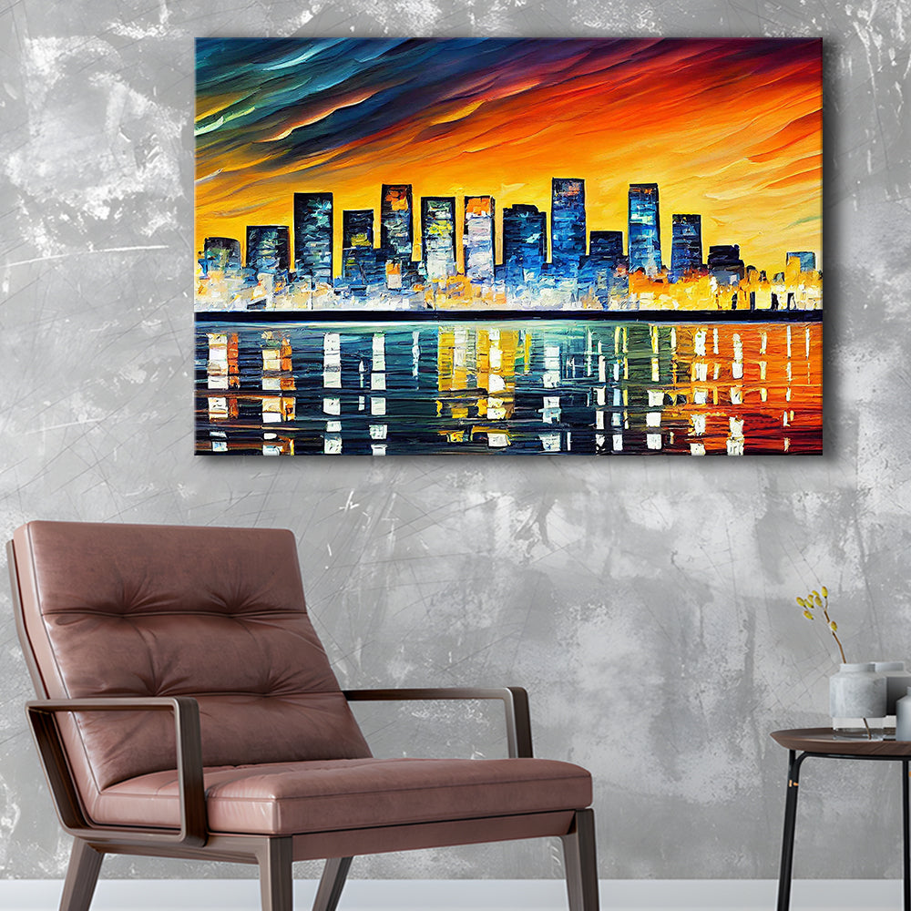 Long beach California Skyline, Long beach Painting Wall Art, Sport Art, Gifts for him, Canvas Print Wall Art