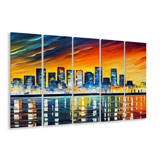 Long beach California Skyline, Long beach Painting Wall Art, Sport Art, Extra Large Canvas Print Wall Art