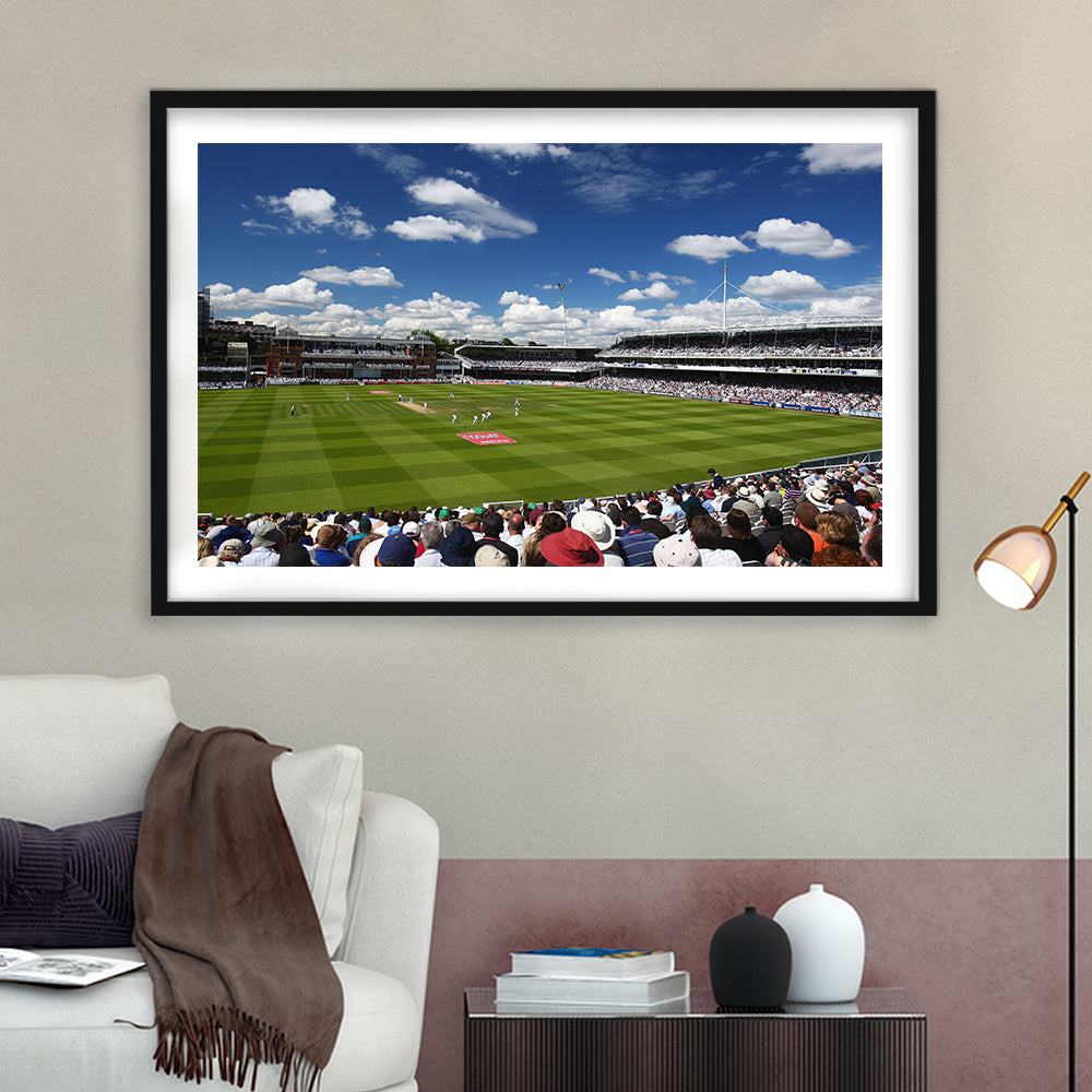 Lord' Cricket Stadium, Stadium Canvas, Sport Art, Gift for him, White Border Framed Art Print Wall Decor