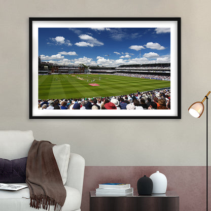 Lord' Cricket Stadium, Stadium Canvas, Sport Art, Gift for him, White Border Framed Art Print Wall Decor